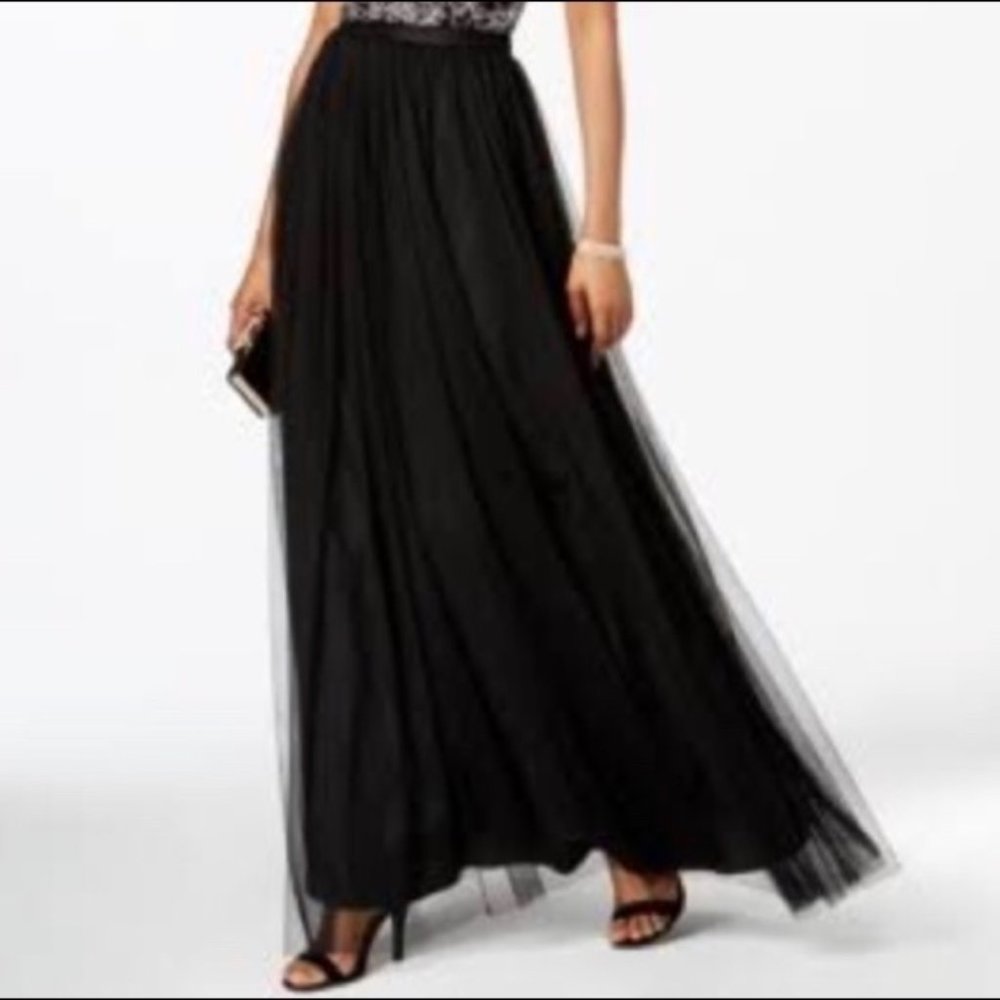 Adrianna Papell Mesh Maxi Skirt